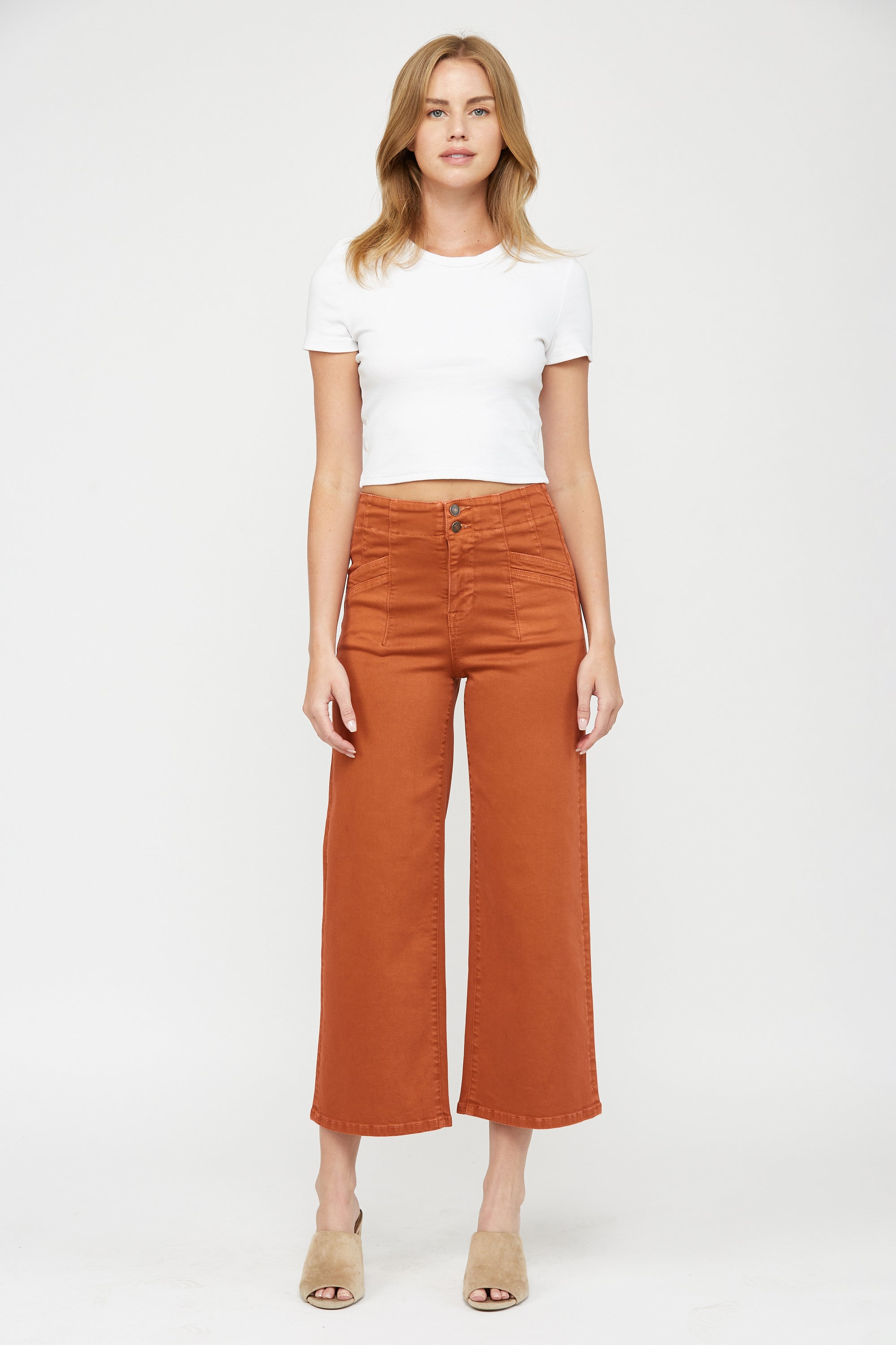 Mica Denim Super High Rise Wide Crop Jeans Double Button Secondary image