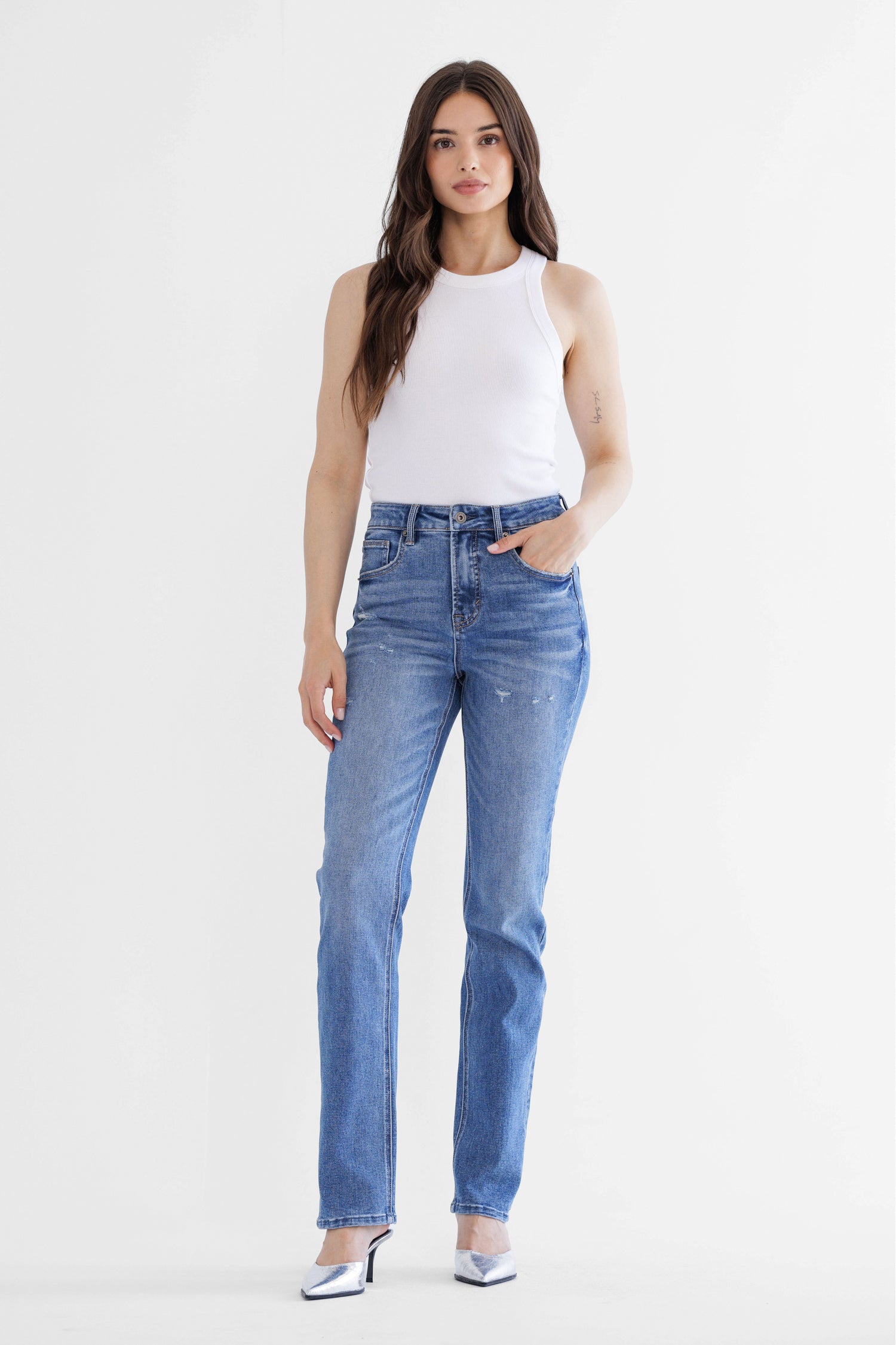 Mica Denim High Rise Slim Straight Leg - Tummy Tuck Secondary image