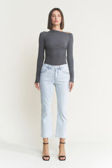 High Rise Crop Straight Jeans - Tummy Tuck