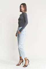 High Rise Crop Straight Jeans - Tummy Tuck