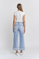 High Rise Wide Leg - Tummy Tuck Embroidered Jeans