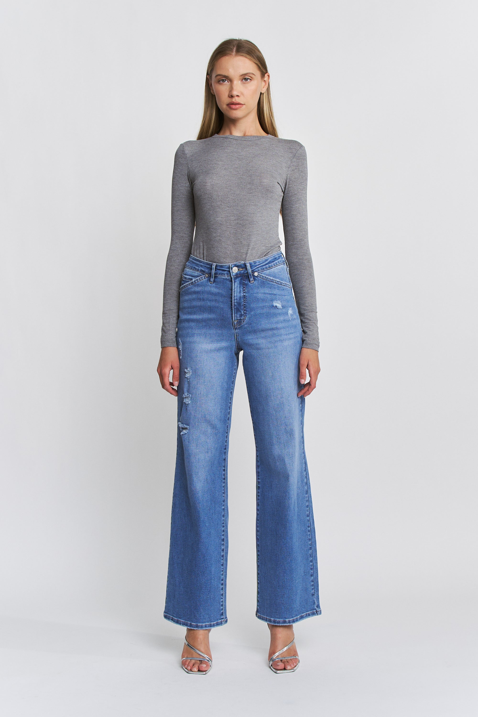 Mica Denim High Rise Wide Leg - Tummy Tuck Worn Jeans Secondary image