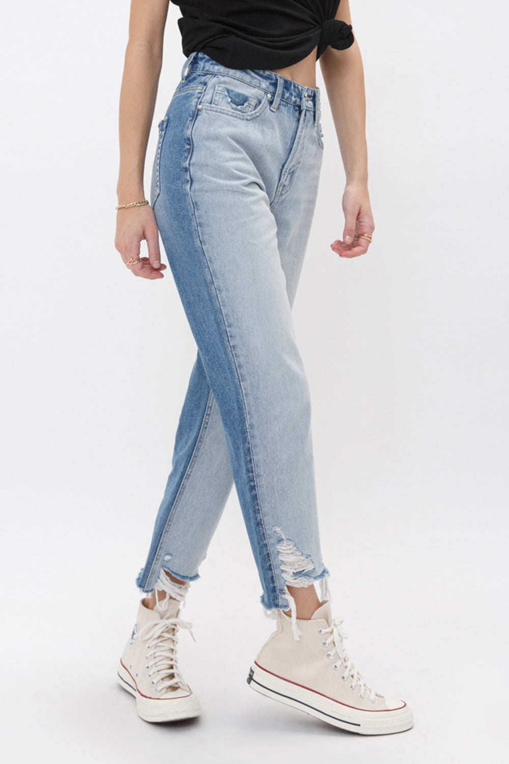Mica Denim Super High Rise Straight Crop with Blocking Secondary image